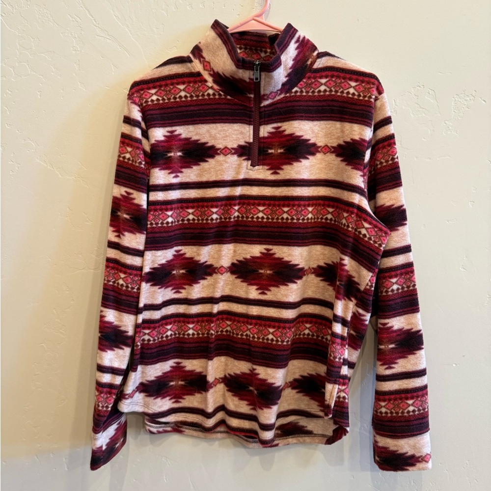 Maurices Women's Zip Up Sweater - Red and Cream